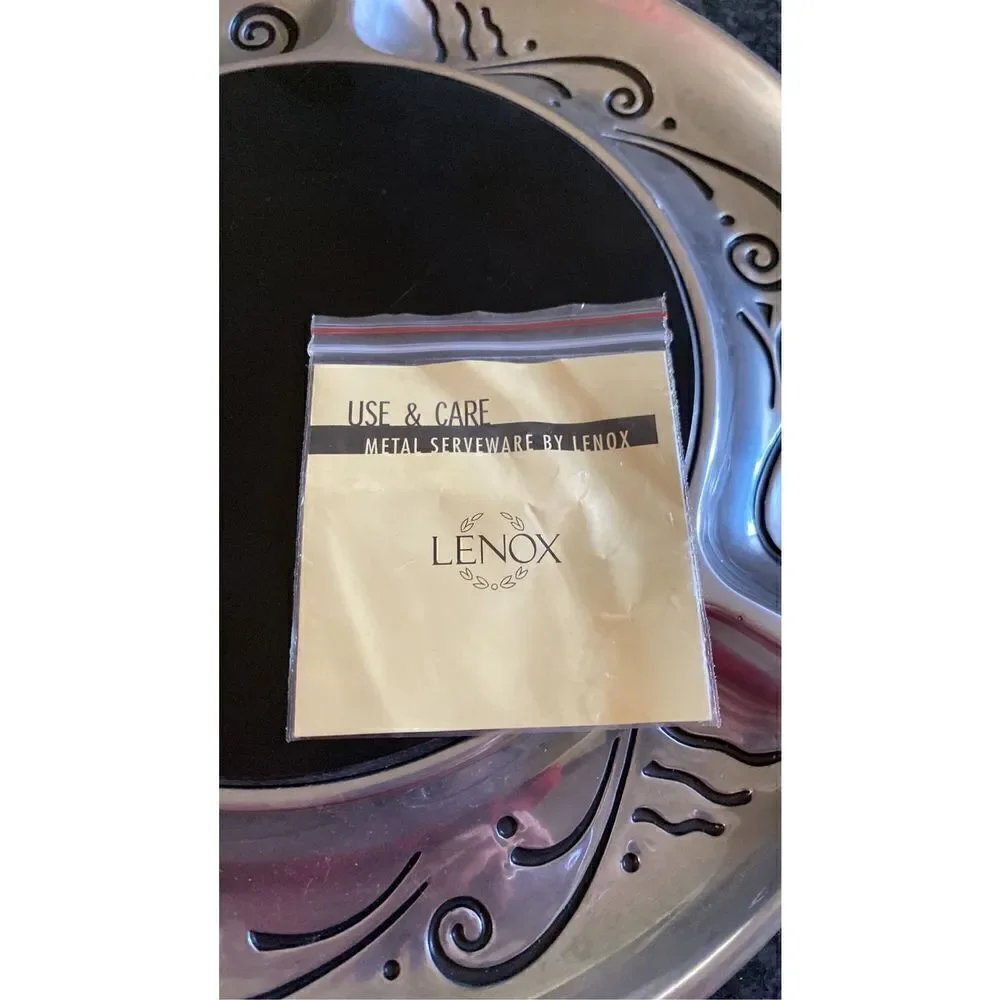Lenox Spyro Metal Cheese and Cracker Marble Plate